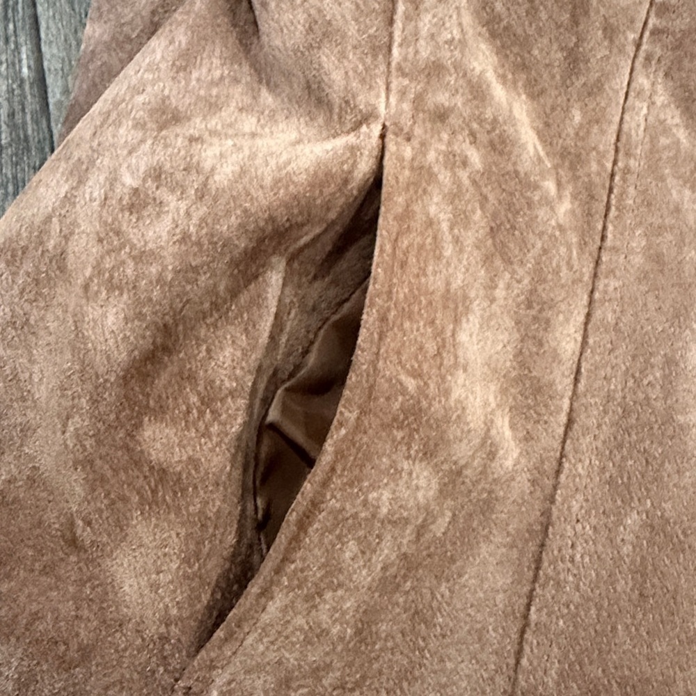 NWT Y2K Live a Little Brown Sueded Leather Blazer Jacket - Picture 6 of 6